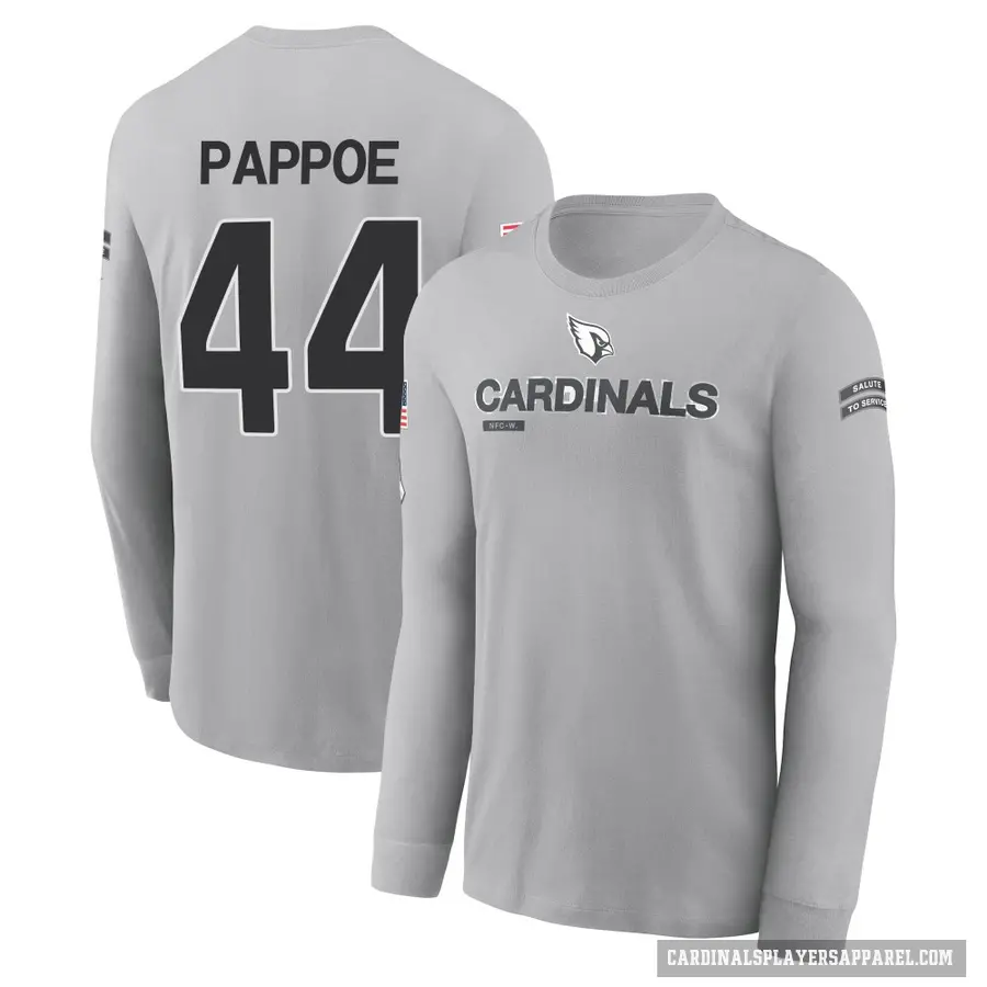 Youth ＃44 Owen Pappoe Arizona Cardinals Gray 2024 Salute to Service Long Sleeve T-Shirt