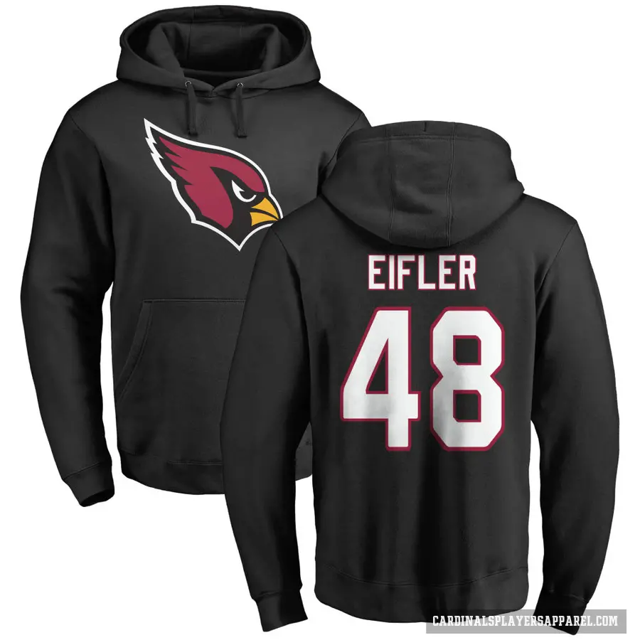 Youth ＃48 Milo Eifler Arizona Cardinals Black Pro Line Name & Number Logo Pullover Hoodie