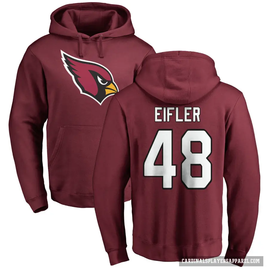 Youth ＃48 Milo Eifler Arizona Cardinals Pro Line Maroon Name & Number Logo Pullover Hoodie