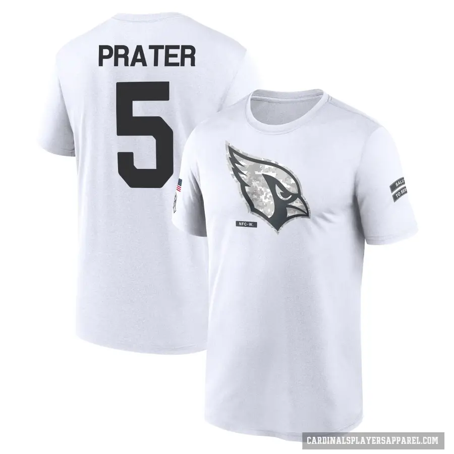 Youth ＃5 Matt Prater Arizona Cardinals White 2024 Salute to Service Performance T-Shirt