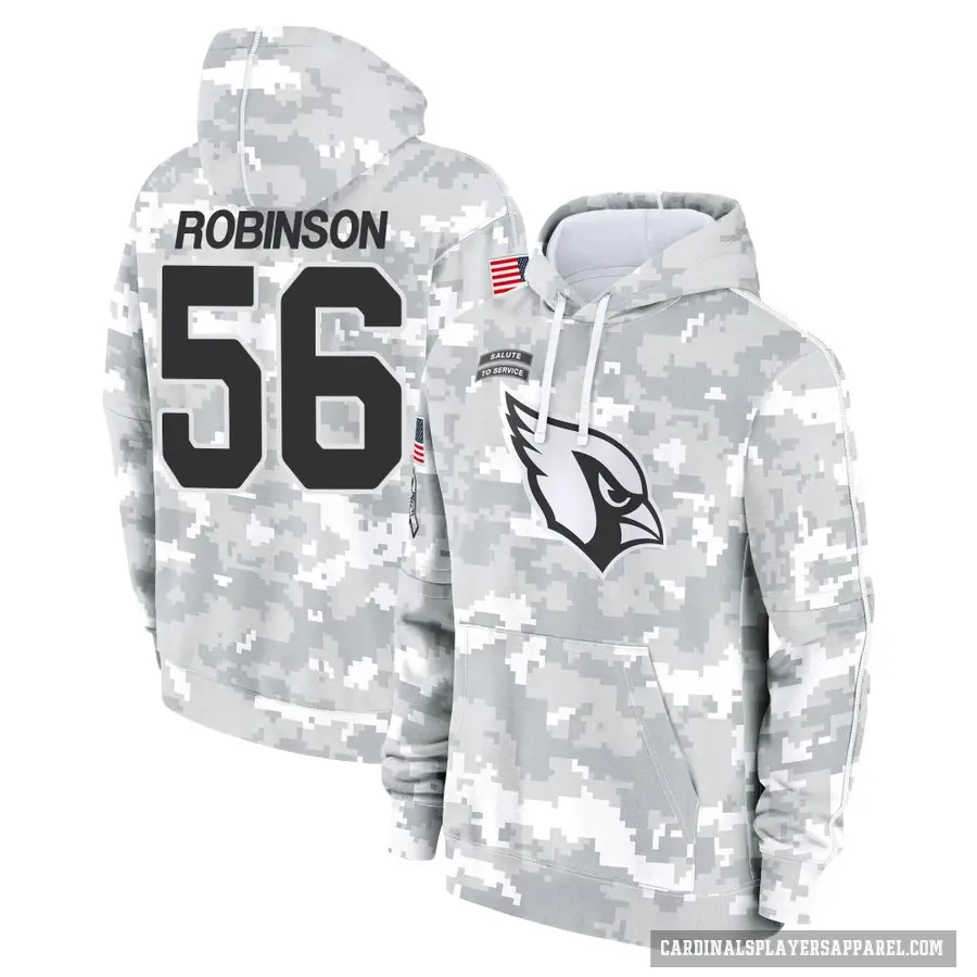 Youth ＃56 Darius Robinson Arizona Cardinals Arctic Camo 2024 Salute to Service Club Fleece Pullover Hoodie