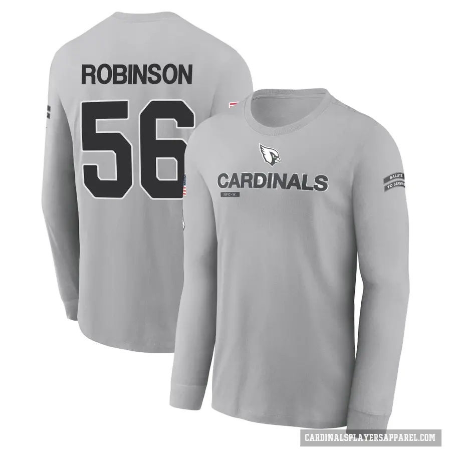 Youth ＃56 Darius Robinson Arizona Cardinals Gray 2024 Salute to Service Long Sleeve T-Shirt