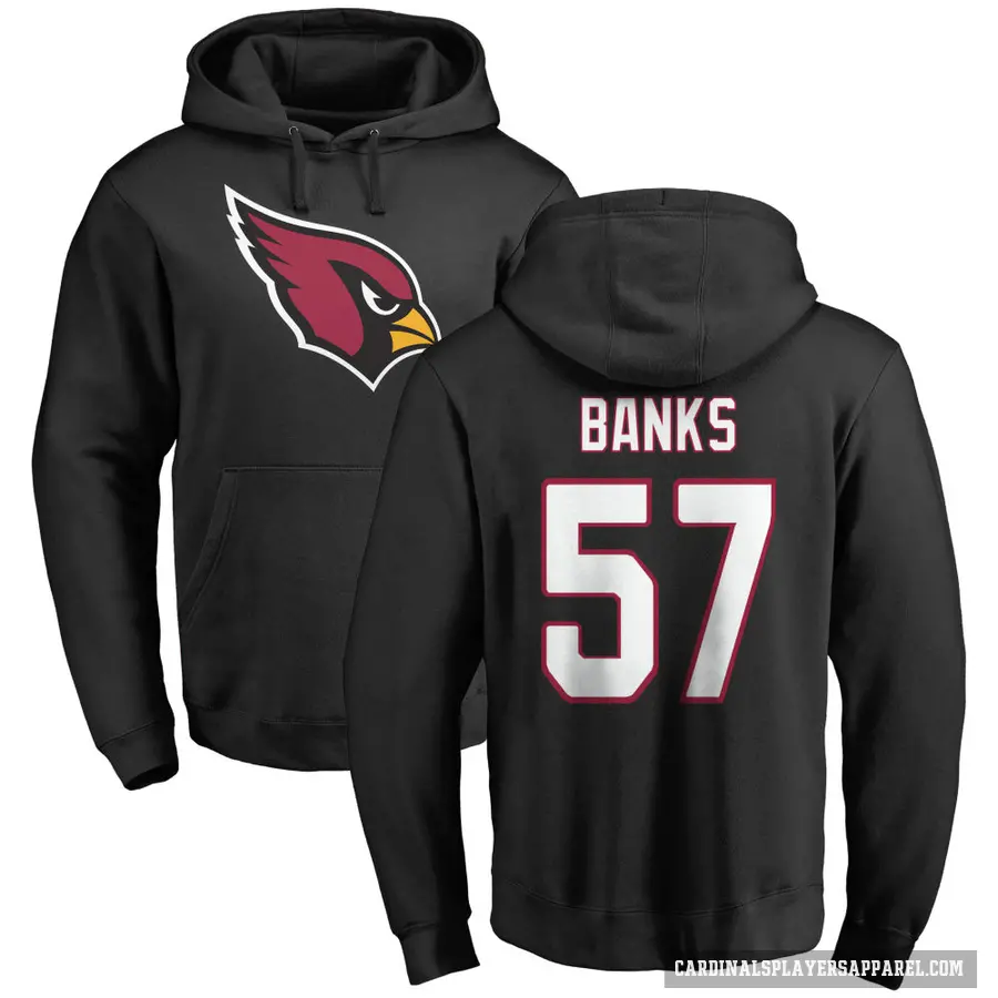 Youth ＃57 Keshawn Banks Arizona Cardinals Black Pro Line Name & Number Logo Pullover Hoodie