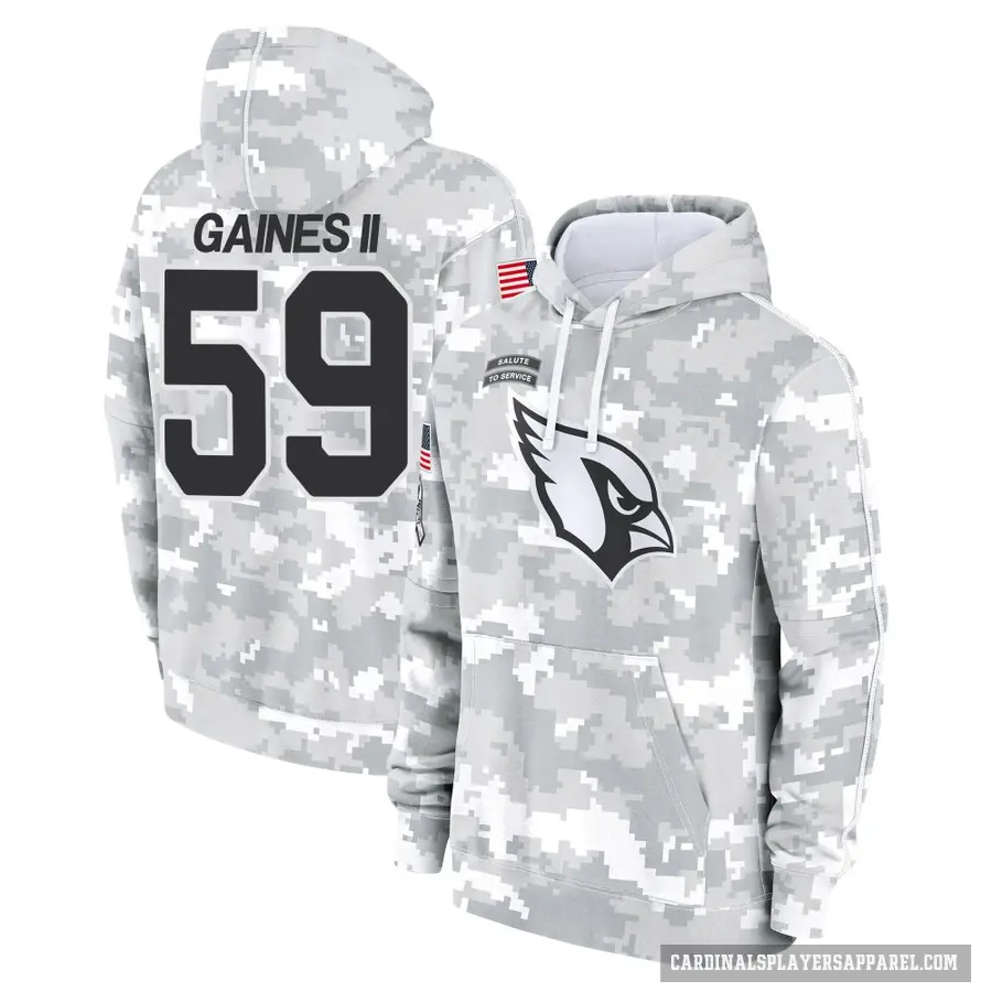 Youth ＃59 Jon Gaines II Arizona Cardinals Arctic Camo 2024 Salute to Service Club Fleece Pullover Hoodie