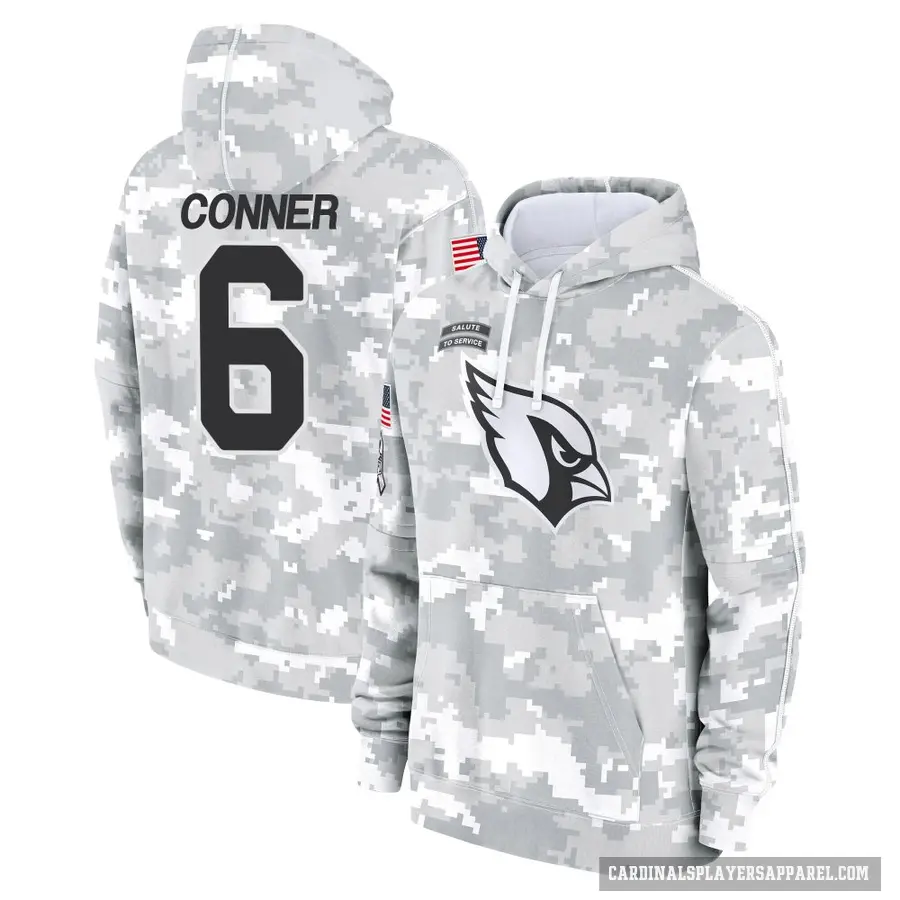 Youth ＃6 James Conner Arizona Cardinals Arctic Camo 2024 Salute to Service Club Fleece Pullover Hoodie