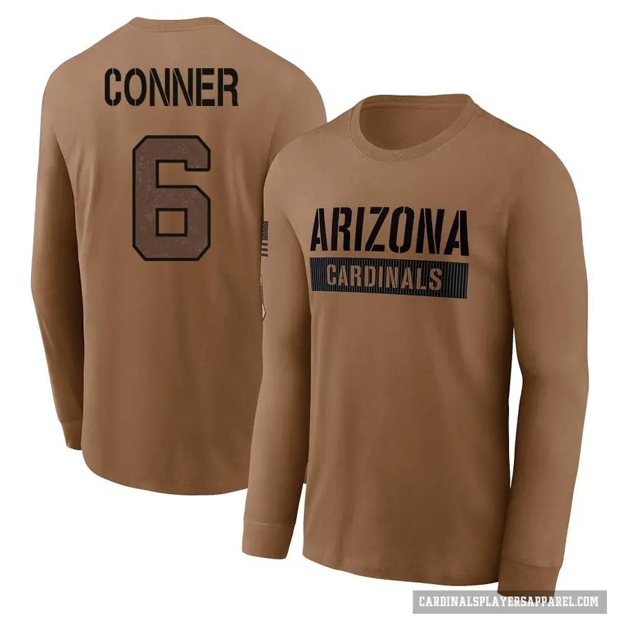 Youth ＃6 James Conner Arizona Cardinals Brown 2023 Salute To Service Long Sleeve T-Shirt