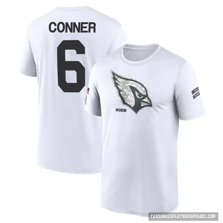 Youth ＃6 James Conner Arizona Cardinals White 2024 Salute to Service Performance T-Shirt