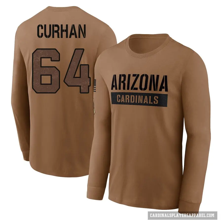 Youth ＃64 Jake Curhan Arizona Cardinals Brown 2023 Salute To Service Long Sleeve T-Shirt