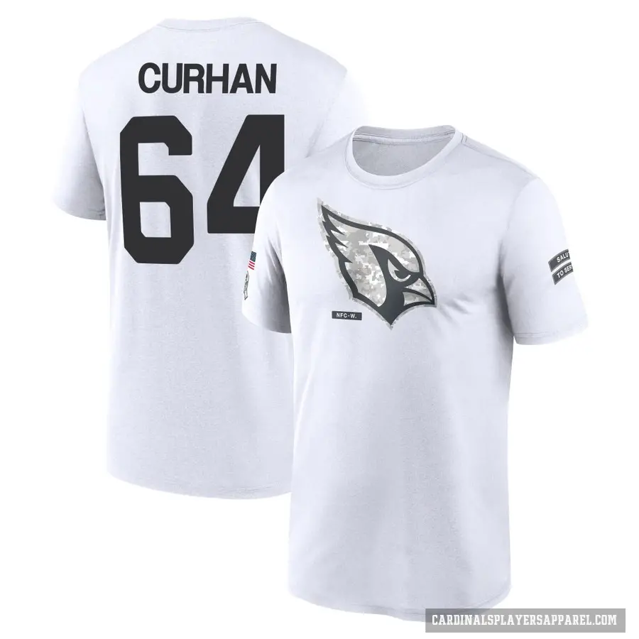 Youth ＃64 Jake Curhan Arizona Cardinals White 2024 Salute to Service Performance T-Shirt