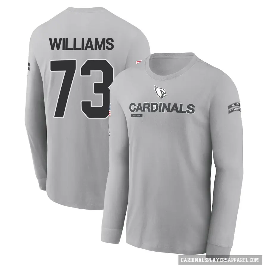 Youth ＃73 Jonah Williams Arizona Cardinals Gray 2024 Salute to Service Long Sleeve T-Shirt