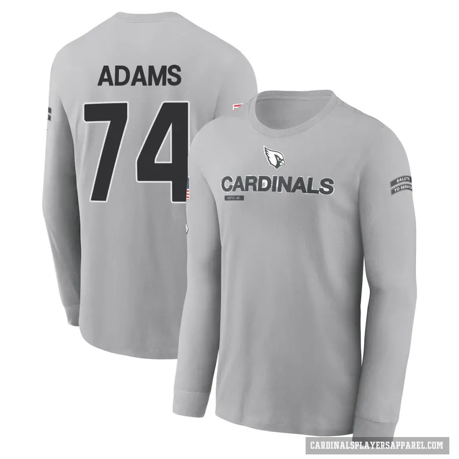 Youth ＃74 Isaiah Adams Arizona Cardinals Gray 2024 Salute to Service Long Sleeve T-Shirt