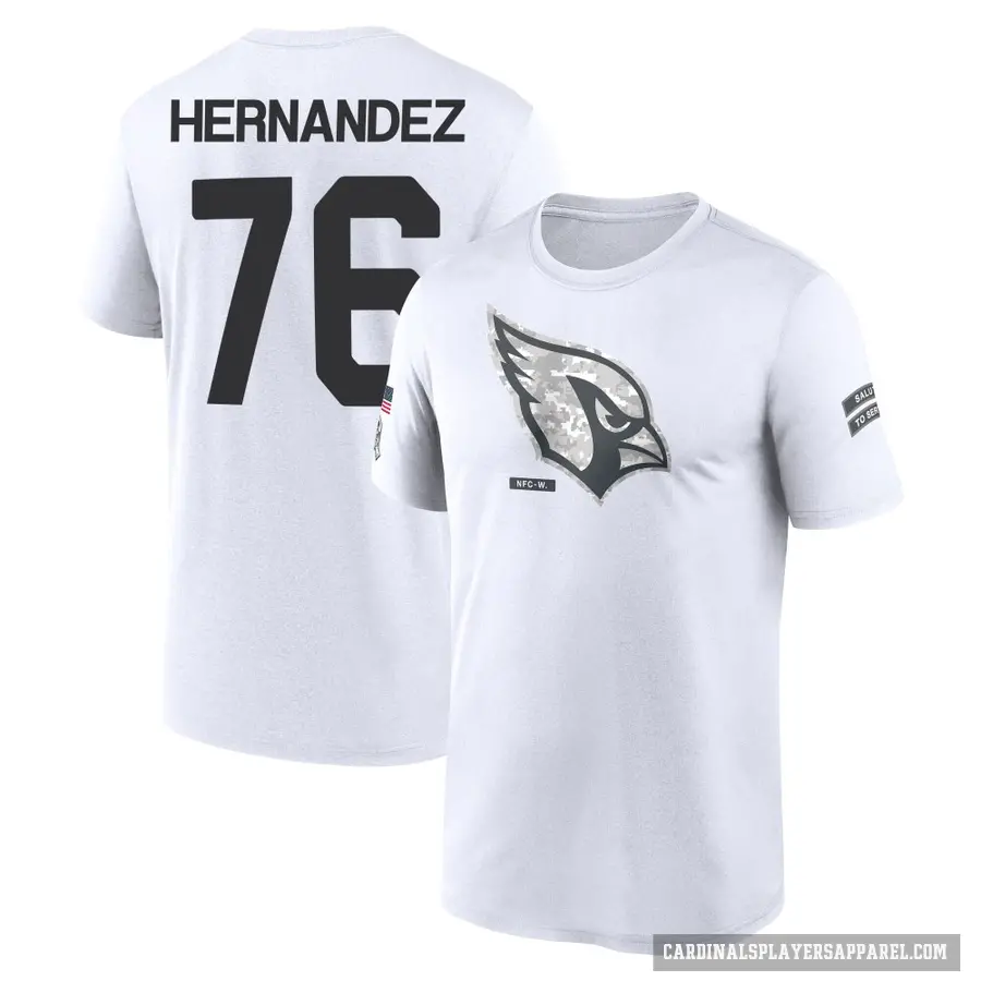 Youth ＃76 Will Hernandez Arizona Cardinals White 2024 Salute to Service Performance T-Shirt