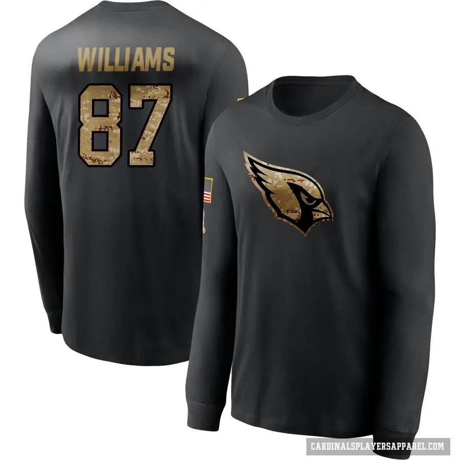 Youth ＃87 Maxx Williams Arizona Cardinals Black 2020 Salute To Service Sideline Performance Long Sleeve T-Shirt