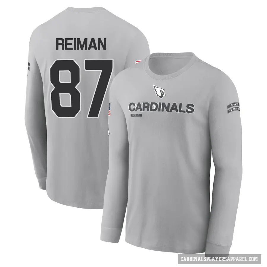 Youth ＃87 Tip Reiman Arizona Cardinals Gray 2024 Salute to Service Long Sleeve T-Shirt
